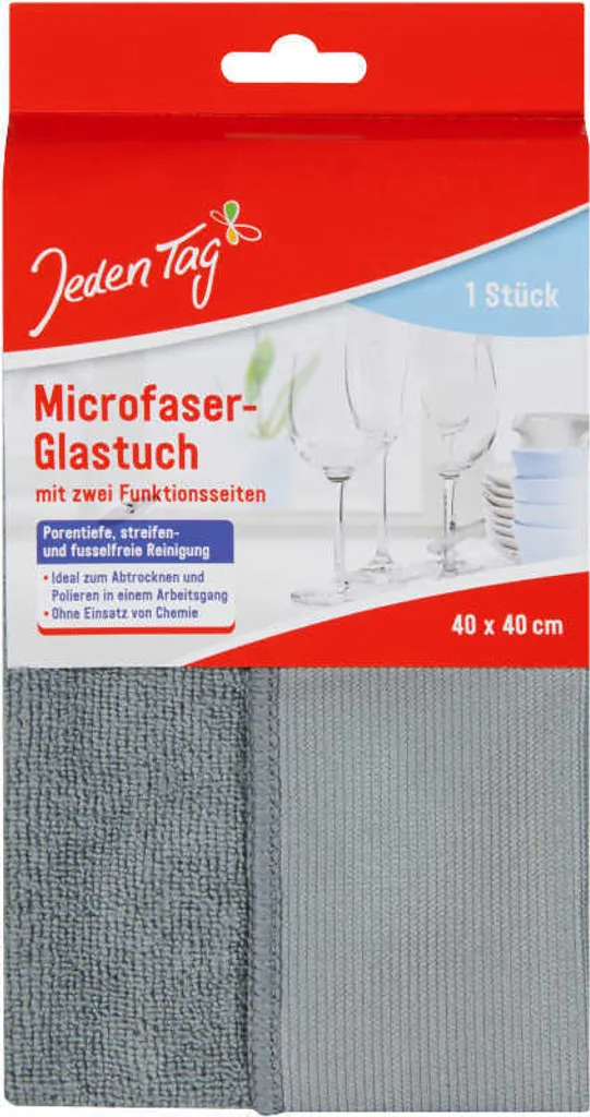 Jeden Tag - Microfaser Glastuch 40×40 cm – 1 Stück