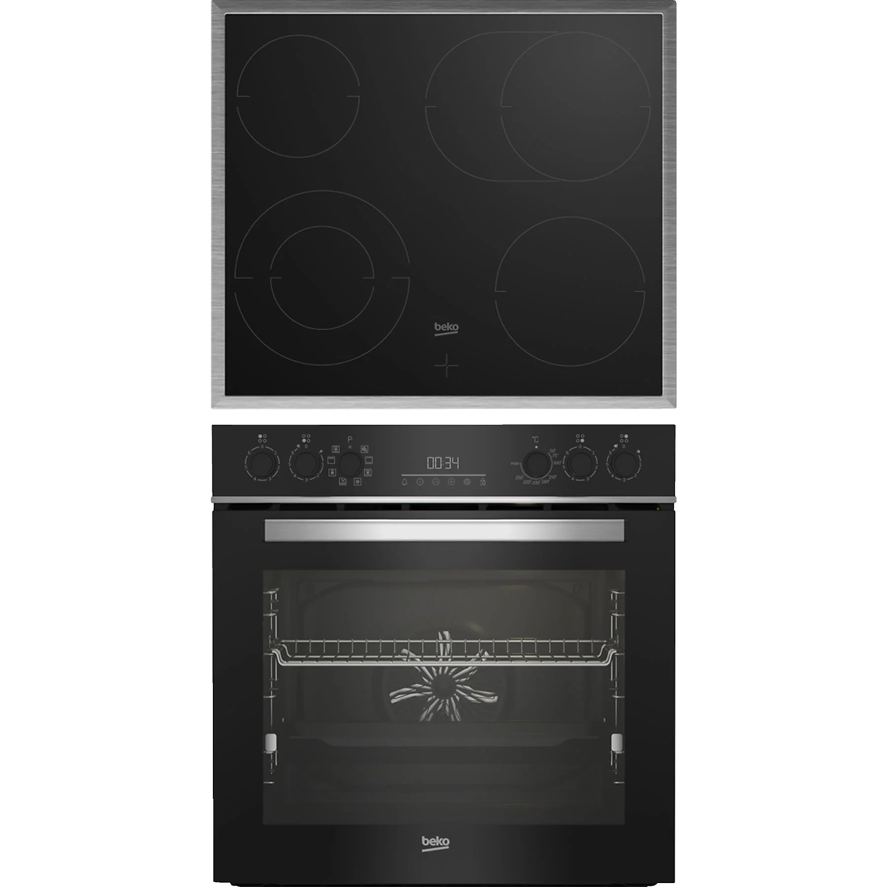 Beko BBUM13329XS Einbauherdset – 72 l, Glaskeramikkochfeld, SteamShine, AeroPerfect, SoftClose, Energieklasse A