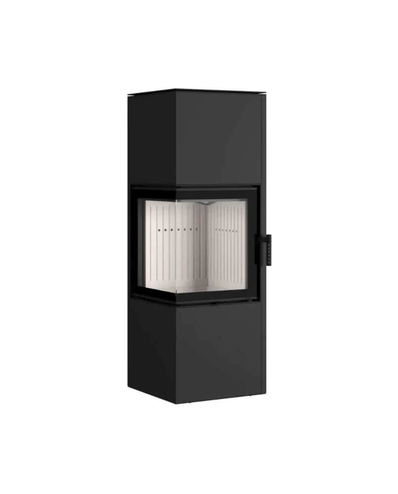 Hajduk Kaminofen „Pixel XL“ – Eck-Kaminofen mit doppelseitiger Sicht, 7 kW, Schwarz