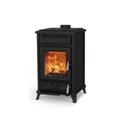 Thermorossi Filò Kaminofen aus Gusseisen – schwarz matt, 12,3 kW