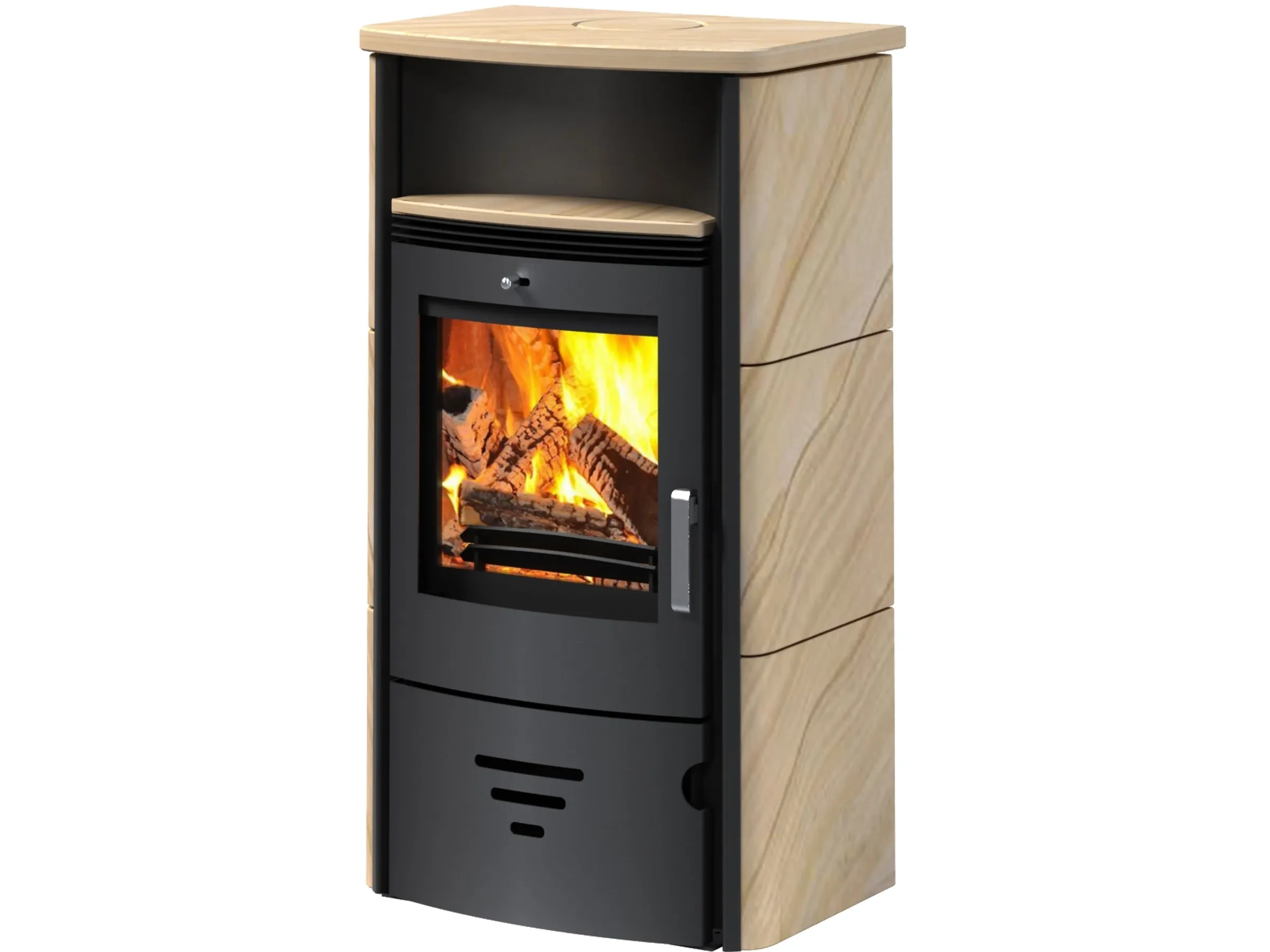 Accente Turin Kaminofen 2.0 – Sandstein Beige, 6 kW, mit Automatik