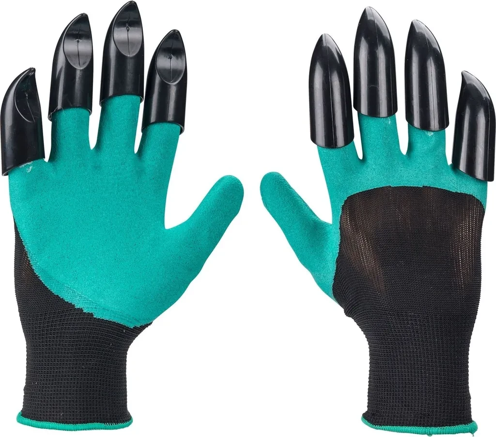 EXTOL PREMIUM - Gartenhandschuhe – Polyester mit Latex – Krallen an der rechten Hand – Größe 9"