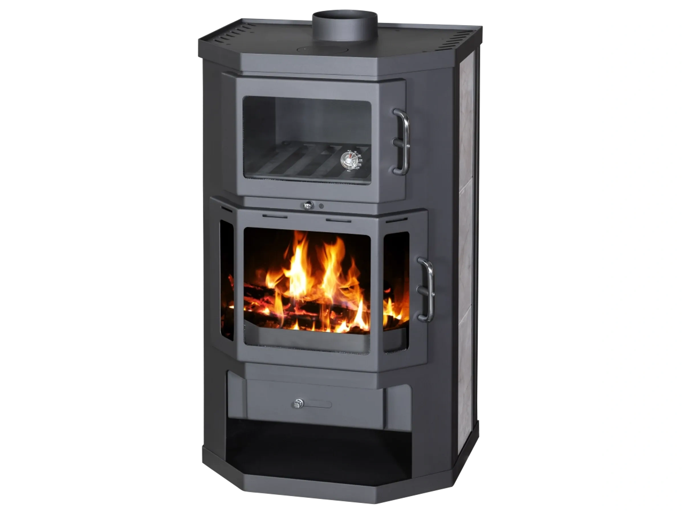 Victoria Kaminofen Taro F mit Backfach – ca. 9,5 kW, Keramikverkleidung