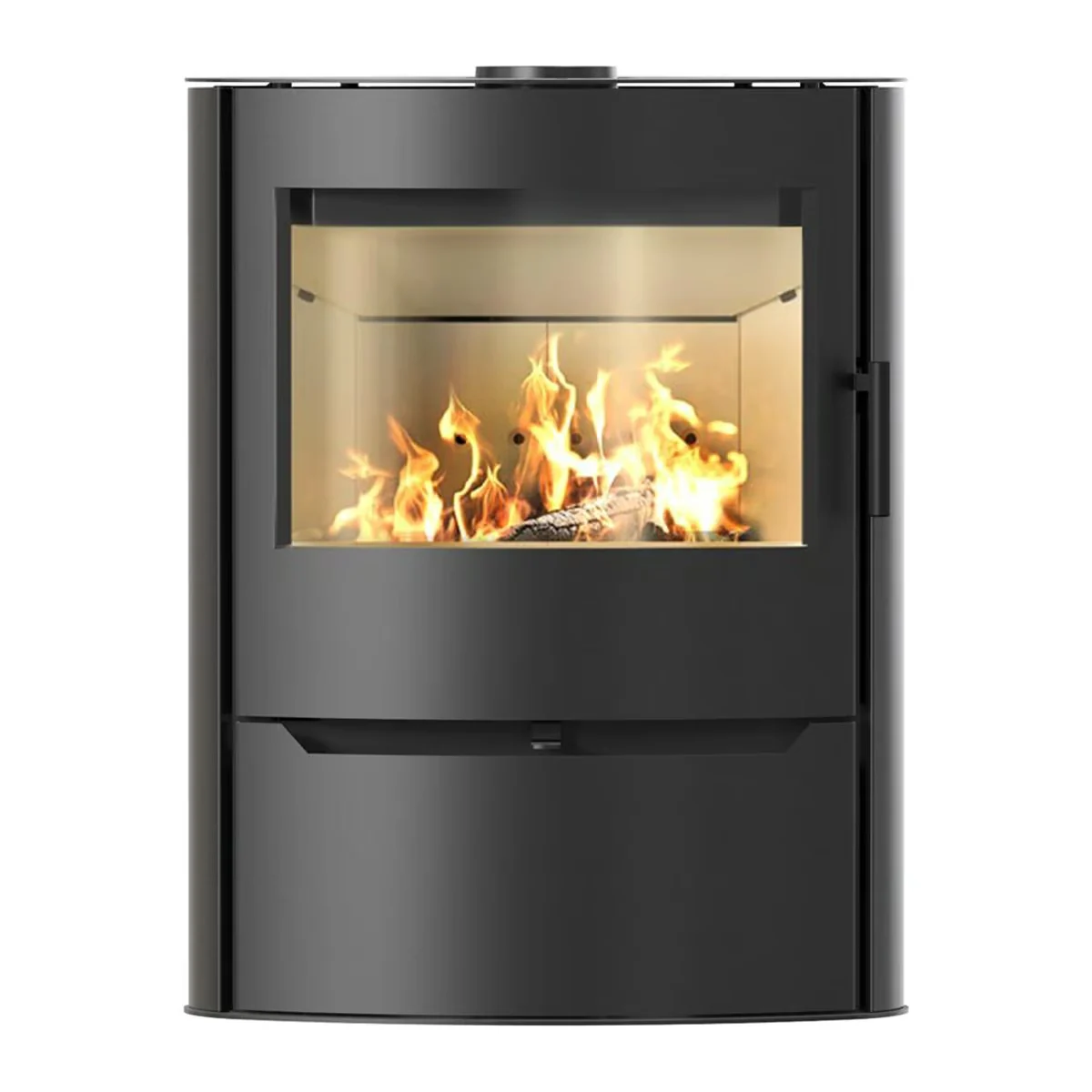 Kaminofen ILDNord Renvik – 10 kW, Stahl Schwarz, mit Holzfach